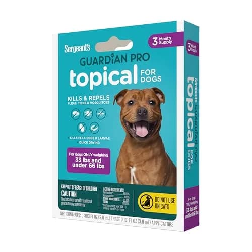 Sergeant's Guardian PRO Flea & Tick Topical for Dogs 33-66 lbs | 3-Month Protection, Quick Drying thumbnail 1