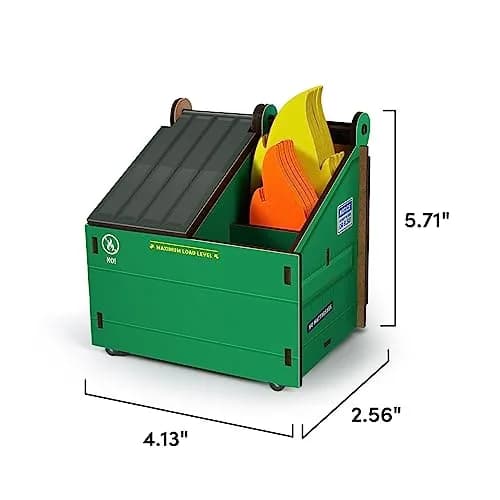 Fred & Friends Desk Dumpster Pencil Holder with Flame Note Cards | Unique Cube Organizer for Workspace thumbnail 4