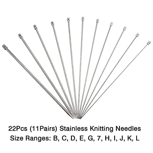 KOKNIT Knitting Needle Set 11 Pairs Stainless Steel 10'' | Full Size, Lightweight & Durable thumbnail 3