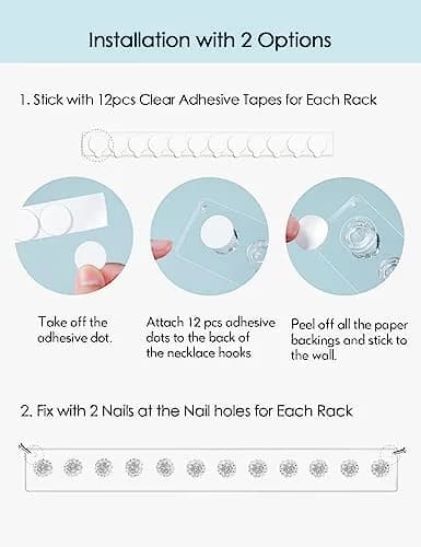 Heesch Necklace Hanger, Wall Necklace Holder, Acrylic Jewelry Organizer | Clear 2-Pack thumbnail 4