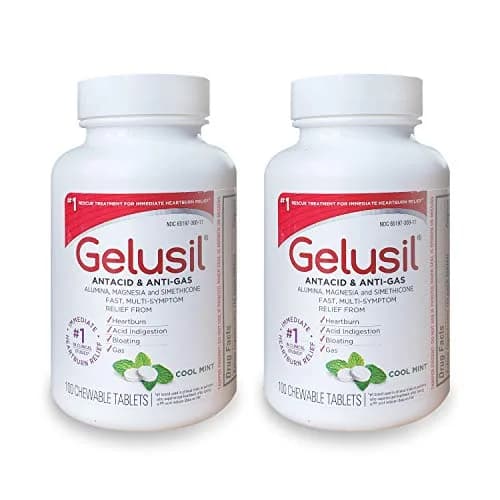 Gelusil Antacid & Anti-Gas Tablets, Cool Mint 200 Count | Fast Relief for Heartburn & Bloating thumbnail 1