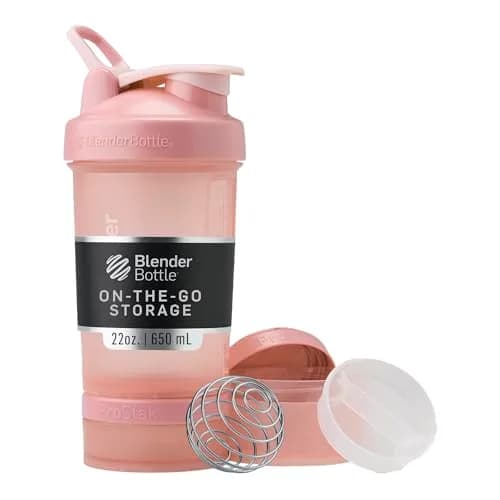 BlenderBottle ProStak Shaker Bottle with Pill Organizer, 621 ml (22 oz) Rose Pink | Leak-Proof & BPA-Free thumbnail 1