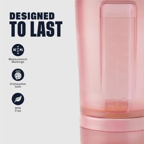 BlenderBottle ProStak Shaker Bottle with Pill Organizer, 621 ml (22 oz) Rose Pink | Leak-Proof & BPA-Free thumbnail 5