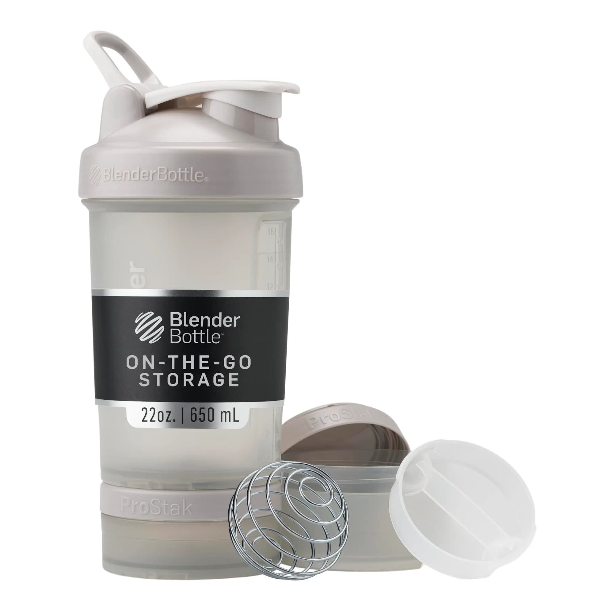 BlenderBottle ProStak Shaker Bottle with Pill Organizer & Storage Jars 710ml (24 oz) Smoke Grey | Leak-Proof, BPA-Free, Dishwasher Safe — Smoke Grey