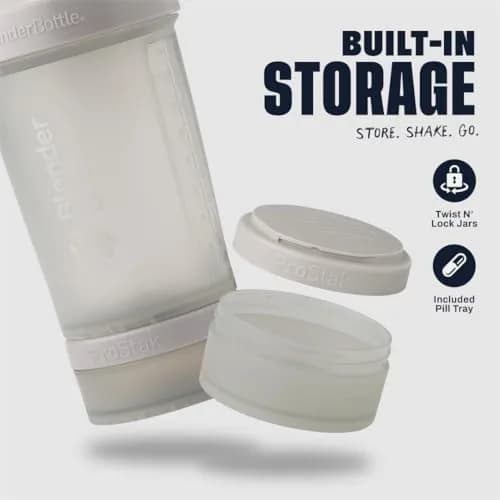 BlenderBottle ProStak Shaker Bottle with Pill Organizer & Storage Jars 710ml (24 oz) Smoke Grey | Leak-Proof, BPA-Free, Dishwasher Safe thumbnail 2