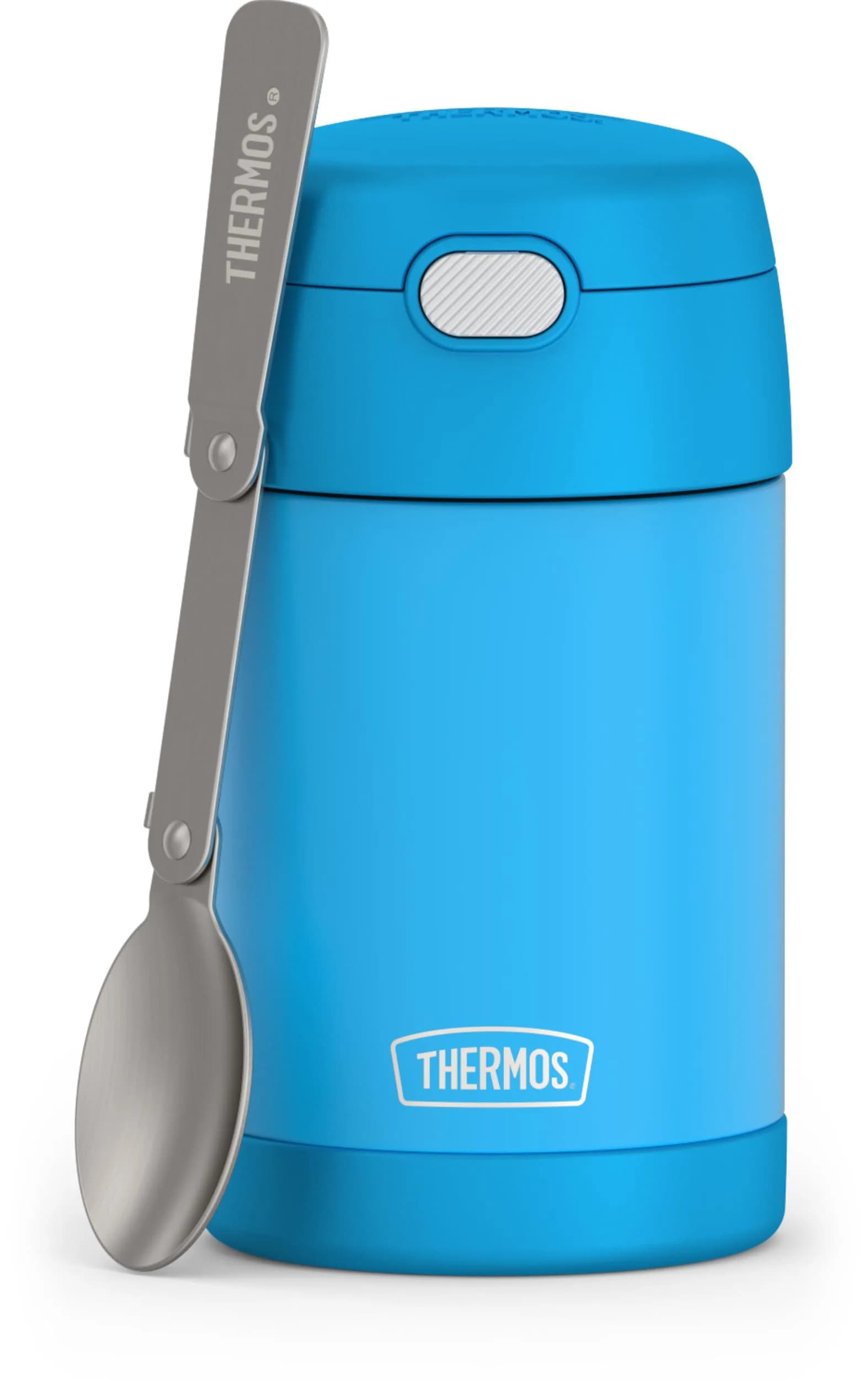 THERMOS FUNTAINER Food Jar with Spoon, 16oz (473ml) Matte Black | Keeps Food Hot 7 Hrs, Cold 9 Hrs — Denim Blue