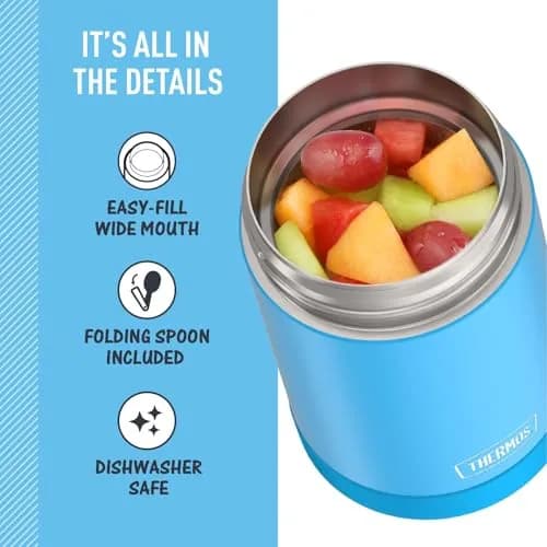 THERMOS FUNTAINER 16oz (473ml) Food Jar with Spoon, Denim Blue | Keeps Food Hot for 7 Hours, Cold for 9 Hours thumbnail 4