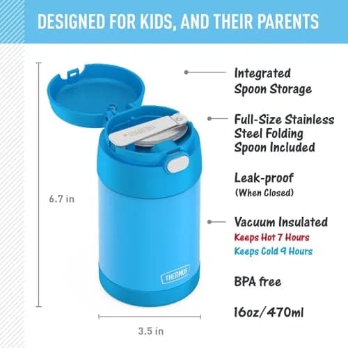 THERMOS FUNTAINER 16oz (473ml) Food Jar with Spoon, Denim Blue | Keeps Food Hot for 7 Hours, Cold for 9 Hours thumbnail 2