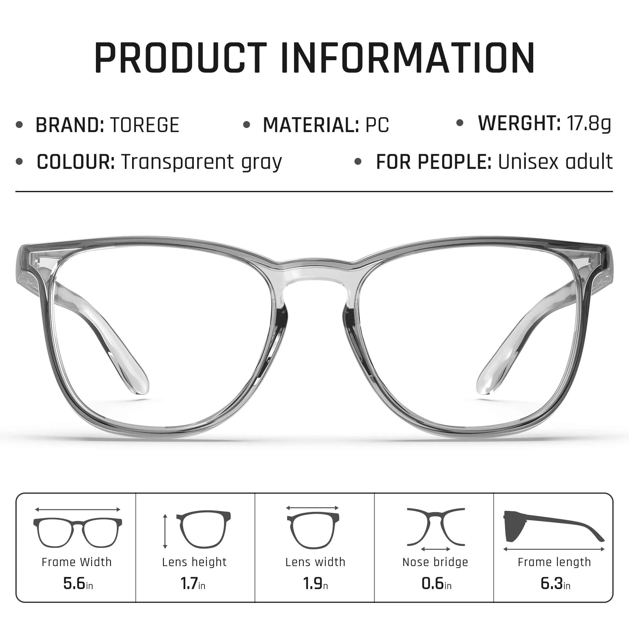TOREGE Safety Glasses with Clear Anti-Fog & Anti-Scratch Lenses | Lightweight Eye Protection for Men & Women - view 7