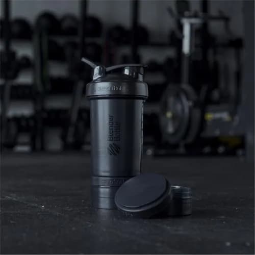 BlenderBottle ProStak Shaker Bottle with Pill Organizer & Storage Jars 650ml (22 oz) Midnight Black | Leak-Proof Protein Shaker for Gym & Athletes thumbnail 6