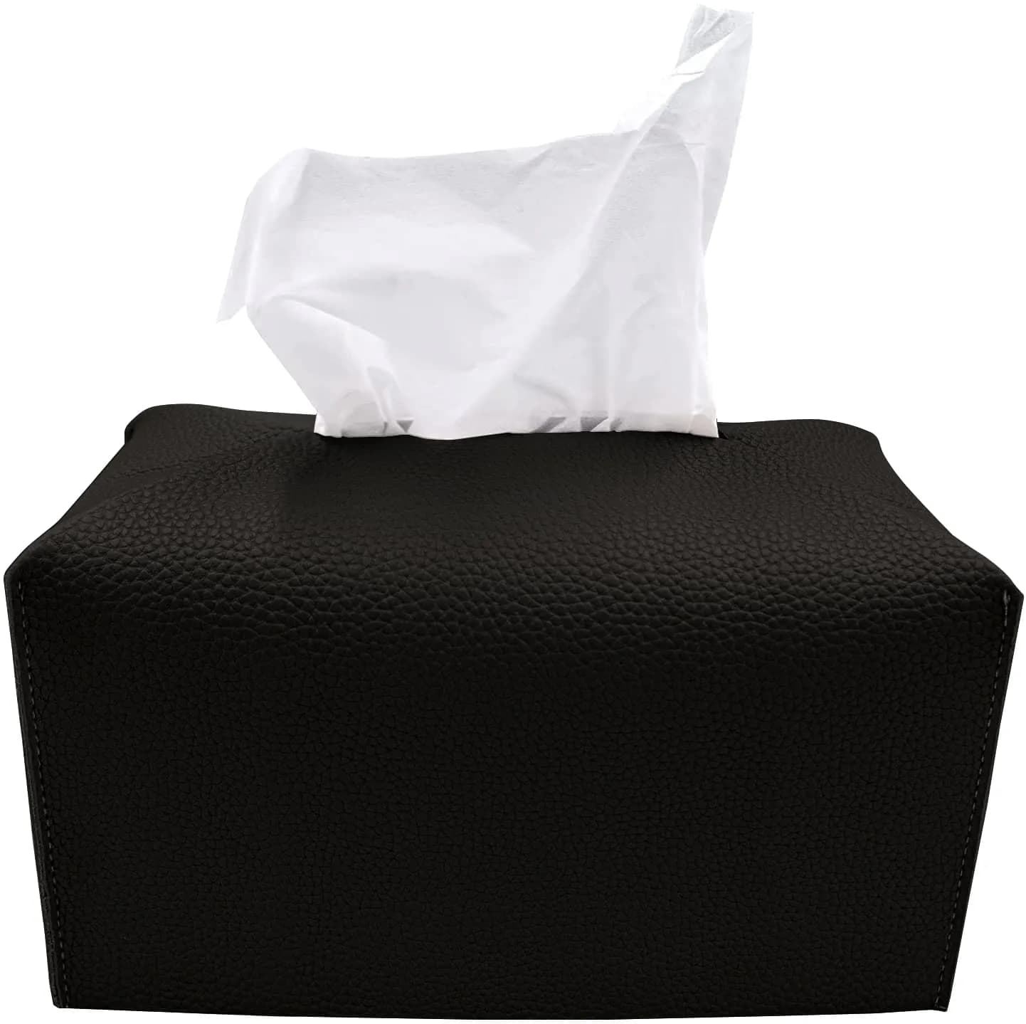 Carrotez Black Rectangular PU Leather Tissue Box Cover - Stylish Organizer for Home & Office - main product image
