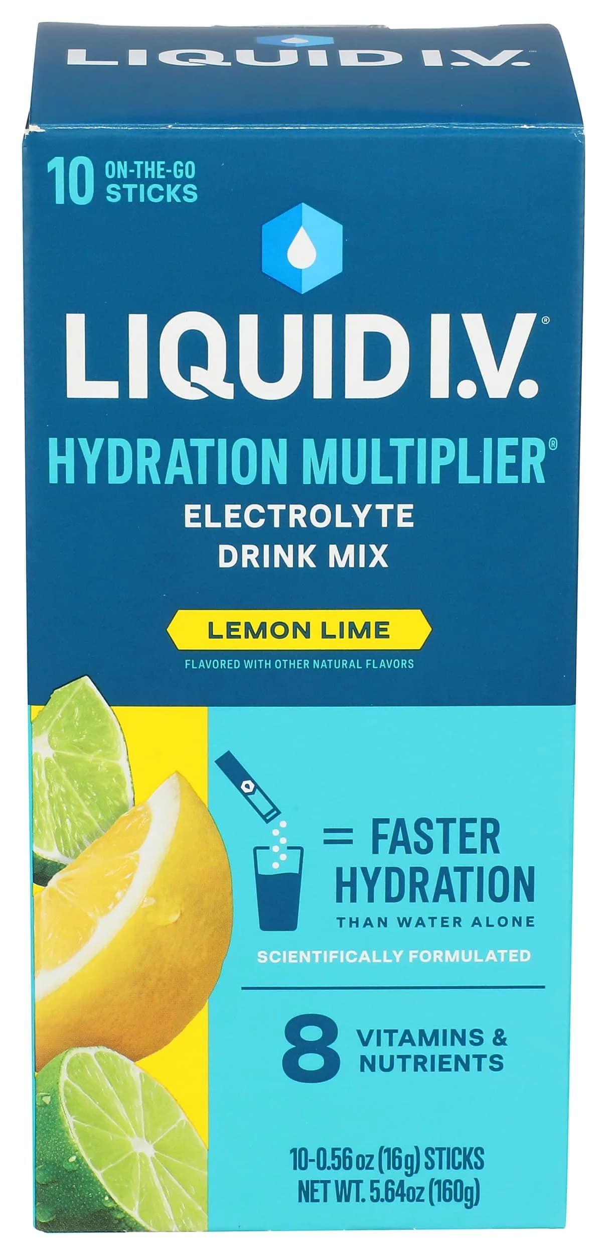 Liquid I.V. Hydration Multiplier Lemon Lime 0.56 Oz | Faster Electrolyte Replenishment for Active Adults — Blue Packet