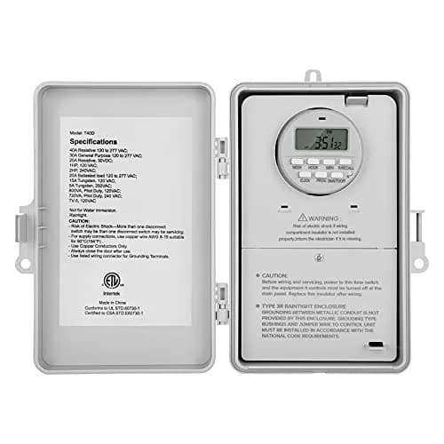 SURAIELEC Digital Pool Timer, 40Amp 2HP, 120/240/277VAC, 24-Hour Display | Heavy Duty High Power Timer for Pool & Outdoor Appliances thumbnail 1