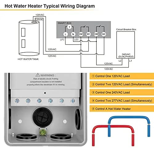 SURAIELEC Digital Pool Timer, 40Amp 2HP, 120/240/277VAC, 24-Hour Display | Heavy Duty High Power Timer for Pool & Outdoor Appliances thumbnail 3