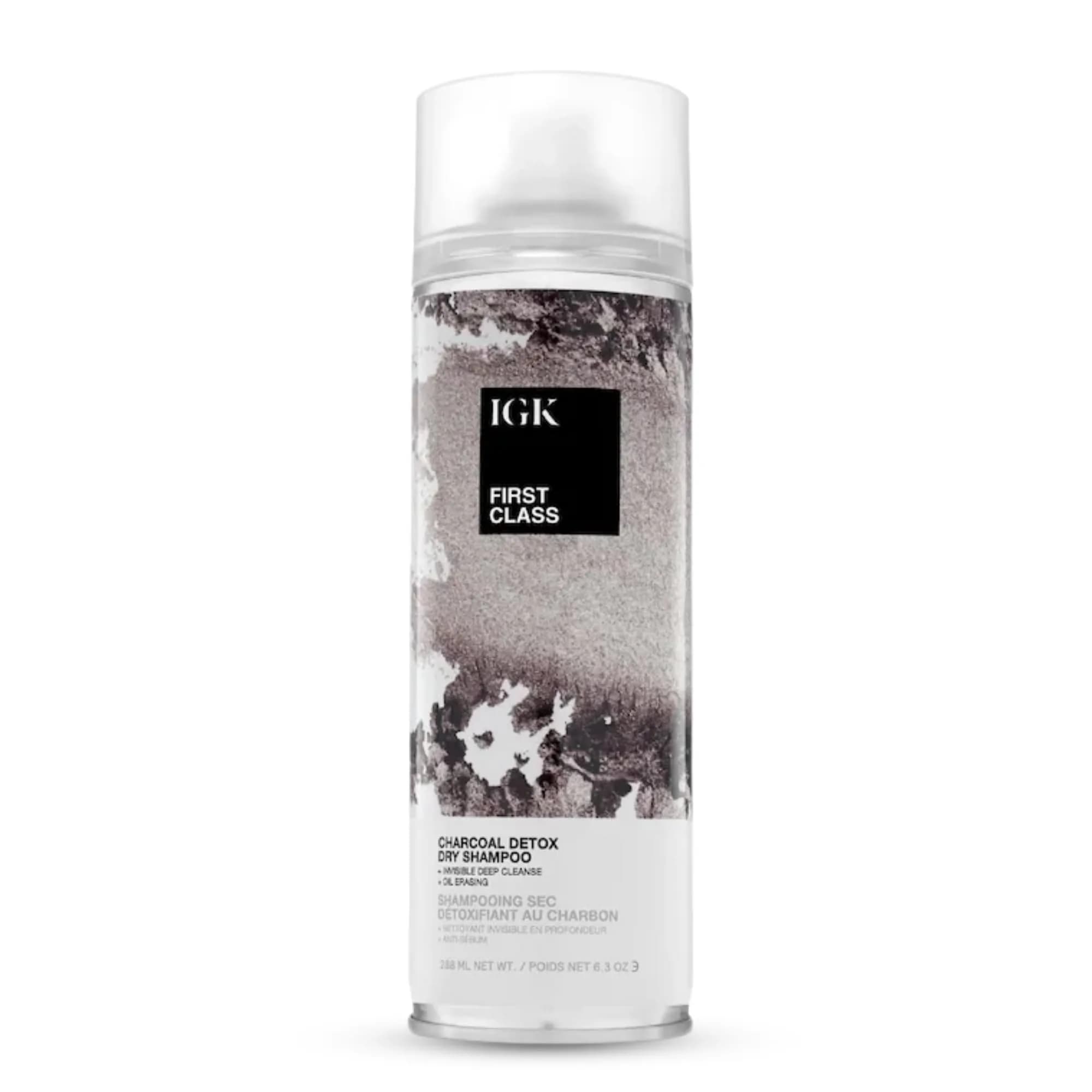 IGK First Class Charcoal Detox Dry Shampoo 6.3 Oz | Heavy-Duty Oil & Odor Absorber for Oily Hair & Scalp