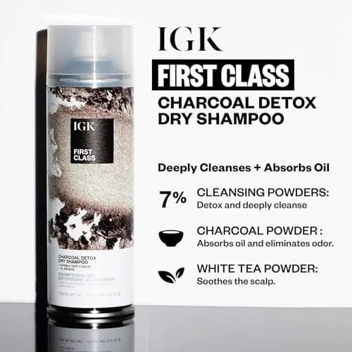 IGK First Class Charcoal Detox Dry Shampoo 6.3 Oz | Heavy-Duty Oil & Odor Absorber for Oily Hair & Scalp thumbnail 4