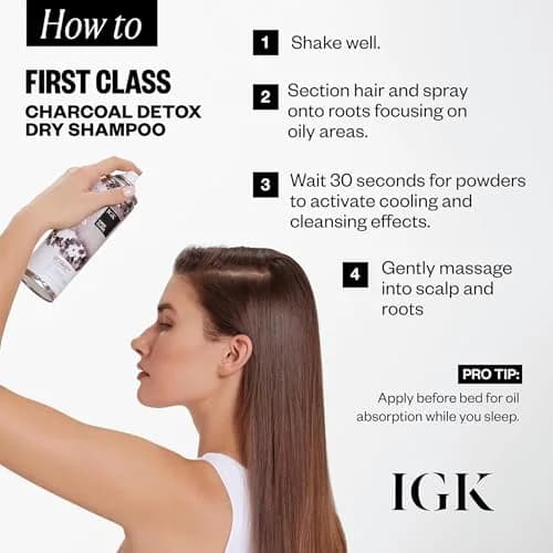 IGK First Class Charcoal Detox Dry Shampoo 6.3 Oz | Heavy-Duty Oil & Odor Absorber for Oily Hair & Scalp thumbnail 6
