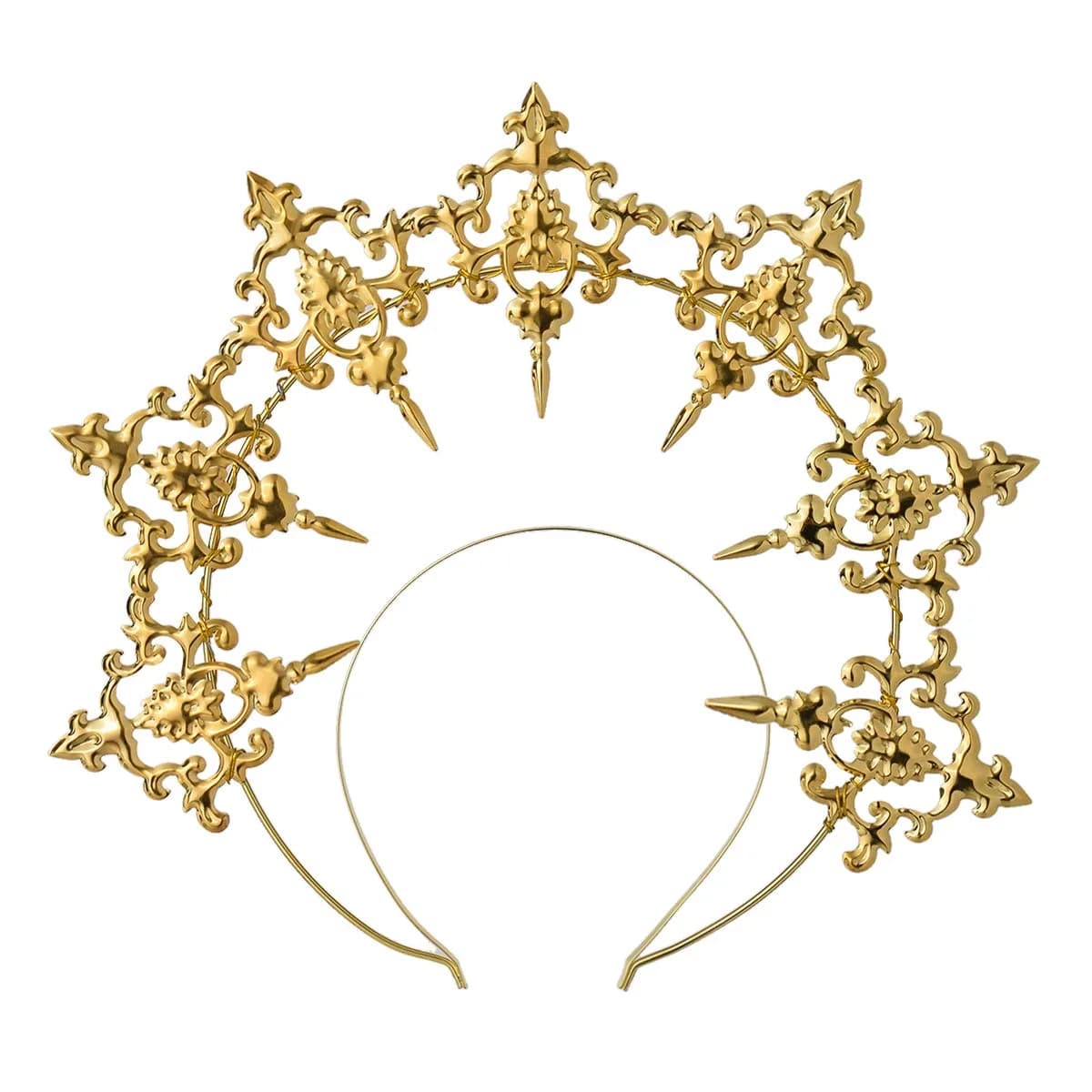 BLESSUME Halo Crown Mary Goddess Headband Women Halloween Costume Headpiece (Gold 1) | Elegant Costume Accessory for Women — Gold 1