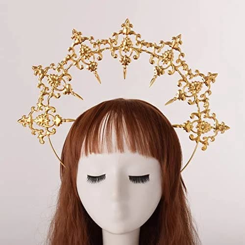 BLESSUME Halo Crown Mary Goddess Headband Women Halloween Costume Headpiece (Gold 1) | Elegant Costume Accessory for Women thumbnail 2
