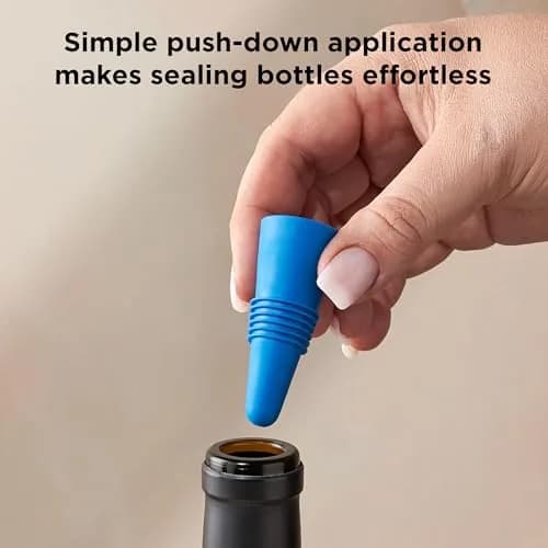 Rabbit Bottle Stopper Set of 2 | Airtight Silicone Wine & Beverage Seal (Blue, 2-Pack) thumbnail 4