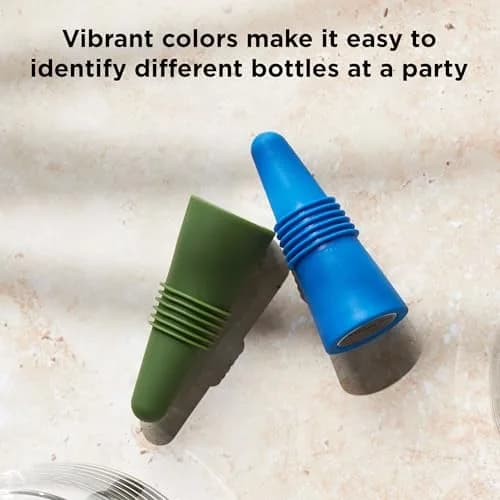 Rabbit Bottle Stopper Set of 2 | Airtight Silicone Wine & Beverage Seal (Blue, 2-Pack) thumbnail 6