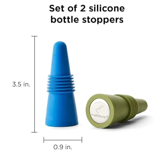 Rabbit Bottle Stopper Set of 2 | Airtight Silicone Wine & Beverage Seal (Blue, 2-Pack) thumbnail 2