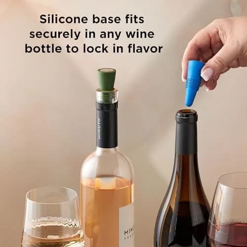 Rabbit Bottle Stopper Set of 2 | Airtight Silicone Wine & Beverage Seal (Blue, 2-Pack) thumbnail 3