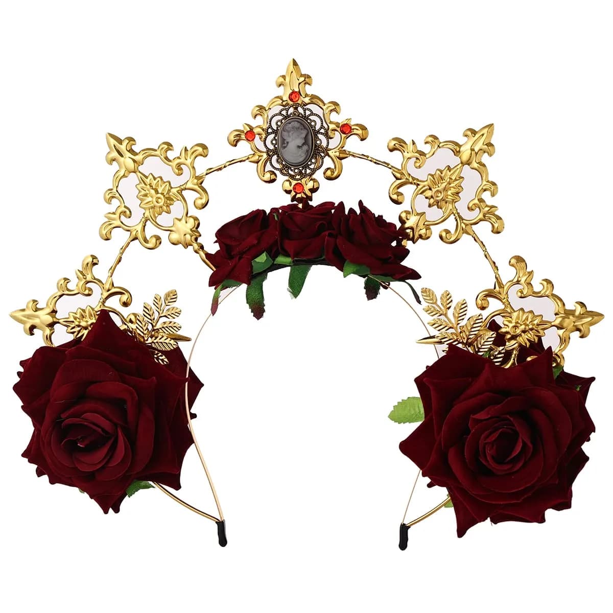 BLESSUME Halo Crown Mary Goddess Headband Gold and Red | Costume Headpiece for Women (1 Count) — Gold and Red 1