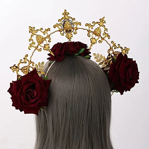 BLESSUME Halo Crown Mary Goddess Headband Gold and Red | Costume Headpiece for Women (1 Count) thumbnail 4