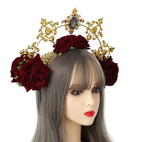 BLESSUME Halo Crown Mary Goddess Headband Gold and Red | Costume Headpiece for Women (1 Count) thumbnail 2
