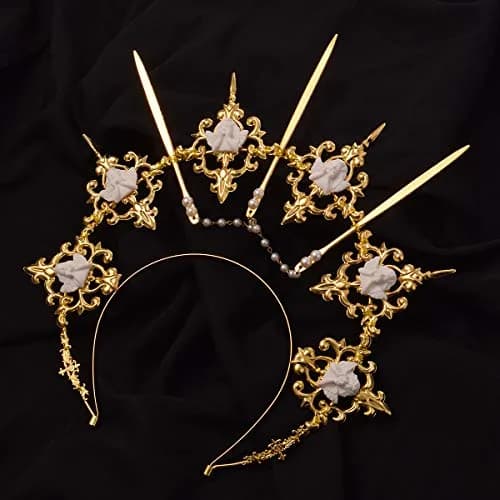 BLESSUME Halo Crown Mary Goddess Headband Gold 9 | Costume Headpiece for Women (70-120 chars) thumbnail 5