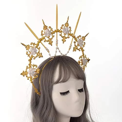 BLESSUME Halo Crown Mary Goddess Headband Gold 9 | Costume Headpiece for Women (70-120 chars) thumbnail 3