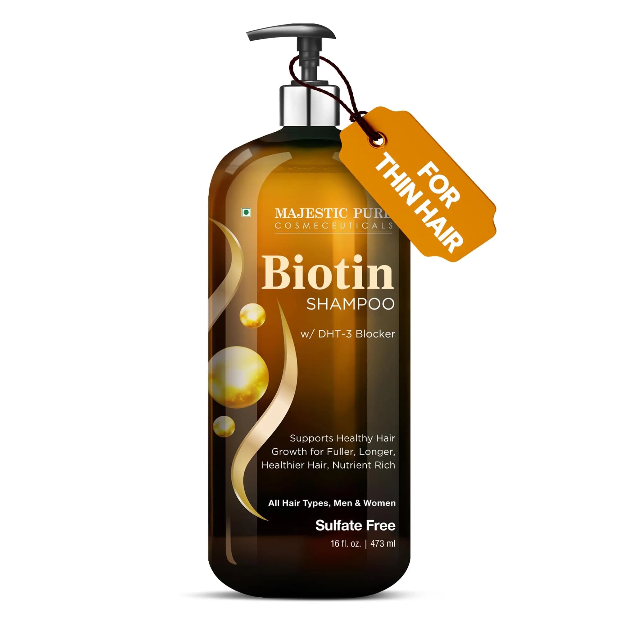 Majestic Pure Biotin Shampoo Sulfate & Paraben Free - 16 Fl Oz (473ml) | Promotes Fuller, Longer, Healthier Hair - main product image