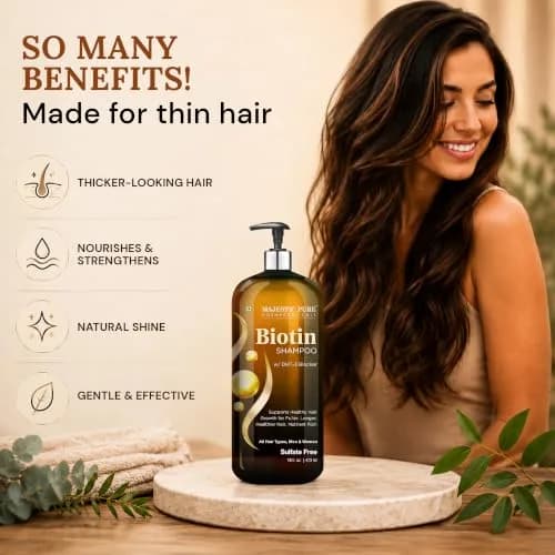 Majestic Pure Biotin Shampoo Sulfate & Paraben Free - 16 Fl Oz (473ml) | Promotes Fuller, Longer, Healthier Hair thumbnail 2