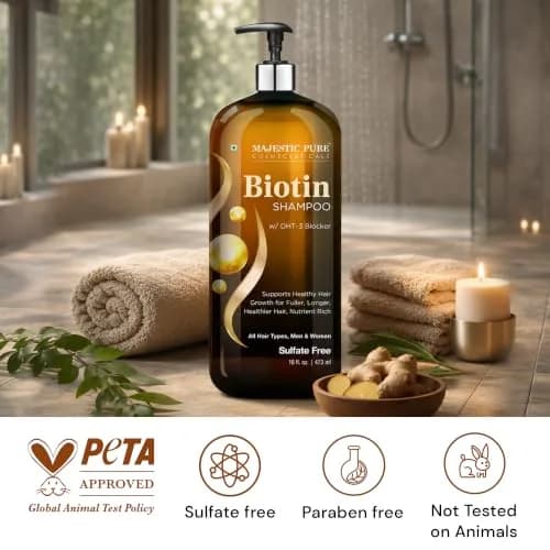 Majestic Pure Biotin Shampoo Sulfate & Paraben Free - 16 Fl Oz (473ml) | Promotes Fuller, Longer, Healthier Hair thumbnail 3