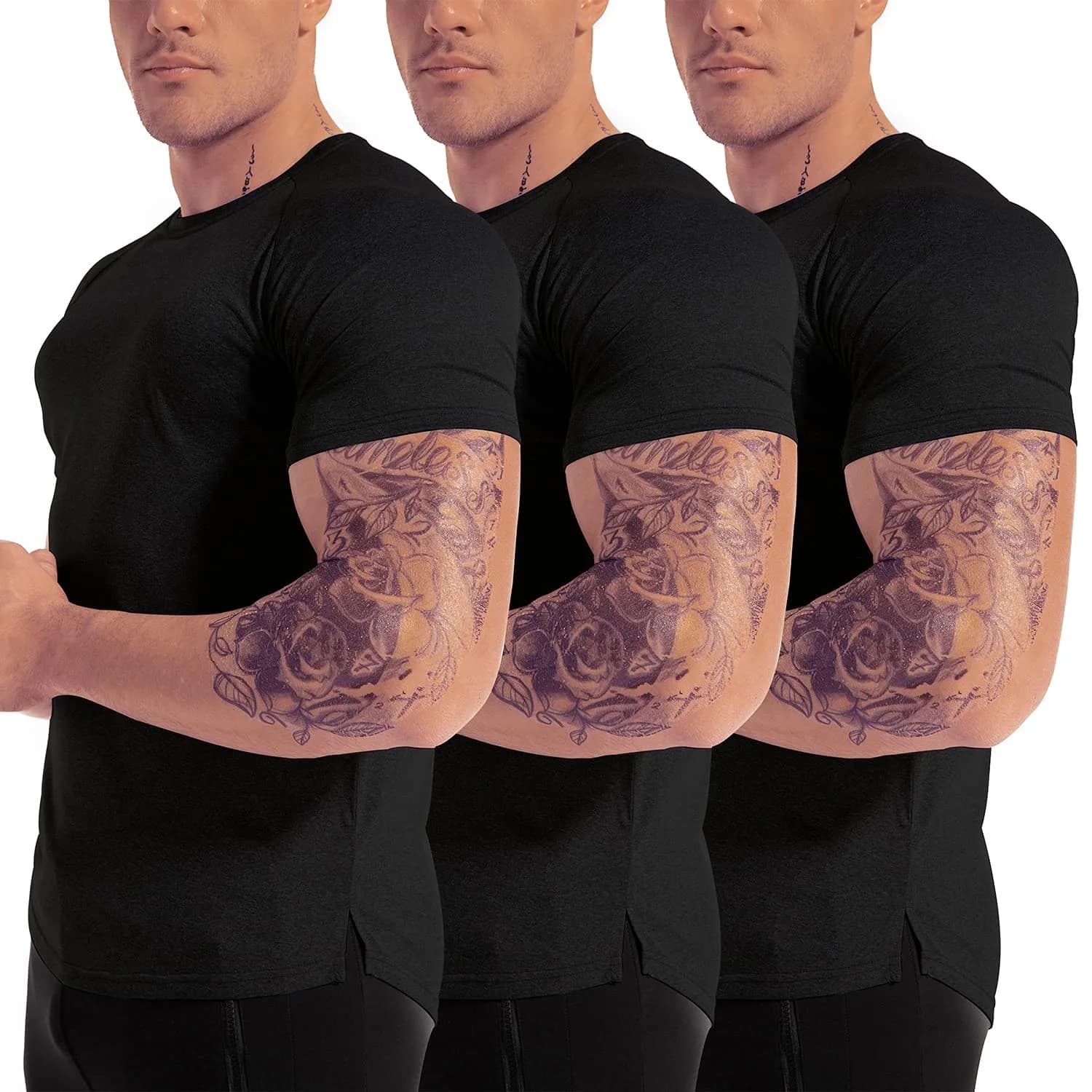 GYMELITE Men's 3pack Short Sleeve Moisture Wicking T-Shirts | Athletic Performance Fit — 3-Pack