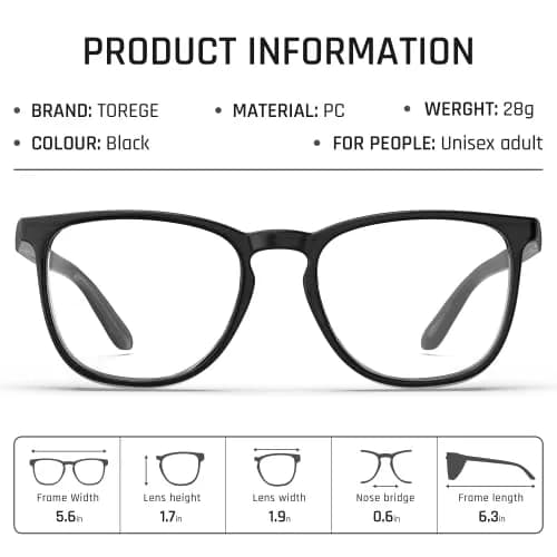 TOREGE Safety Glasses with Clear Anti-Fog Lenses | Lightweight Protective Eyewear thumbnail 6