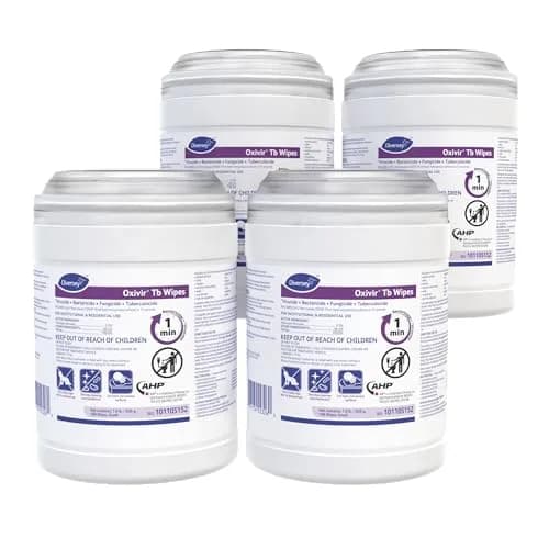 Oxivir Tb Disinfectant Wipes, Accelerated Hydrogen Peroxide Cleaner, Unscented, 640 Wipes (160 Wipes x 4 Canisters) | EPA Registered Disinfectant for Surfaces thumbnail 1