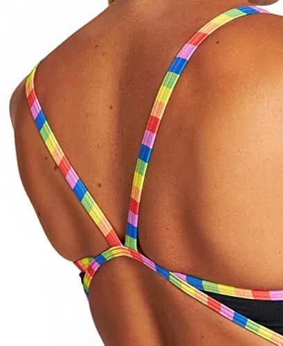 ARENA Women's Print Superfly Back MaxLife One Piece Athletic Swimsuit, Pride Logo Black, 26 | Chlorine-Resistant, Open-Back Design thumbnail 5