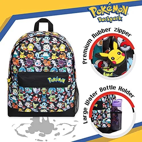 Pokémon Anime Backpack for Kids & Teens | Pikachu, Multi AOP Print, 40cm (15.7") thumbnail 3