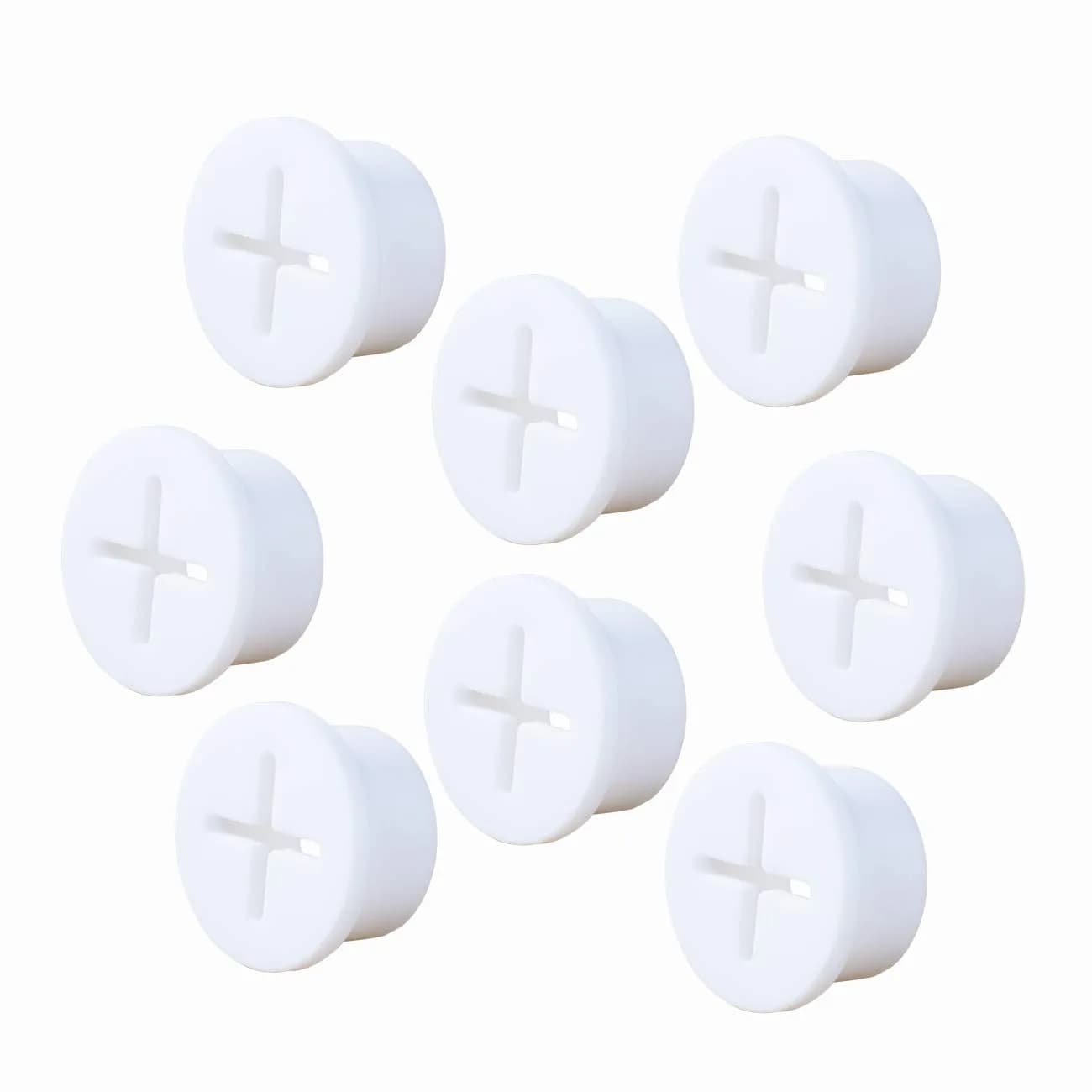 Keenkee 8 Pack Cable Cord Grommets 3/4 Inch Flexible White Silicone Rubber | For Desk and Furniture Wire Management — White