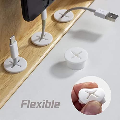 Keenkee 8 Pack Cable Cord Grommets 3/4 Inch Flexible White Silicone Rubber | For Desk and Furniture Wire Management thumbnail 4