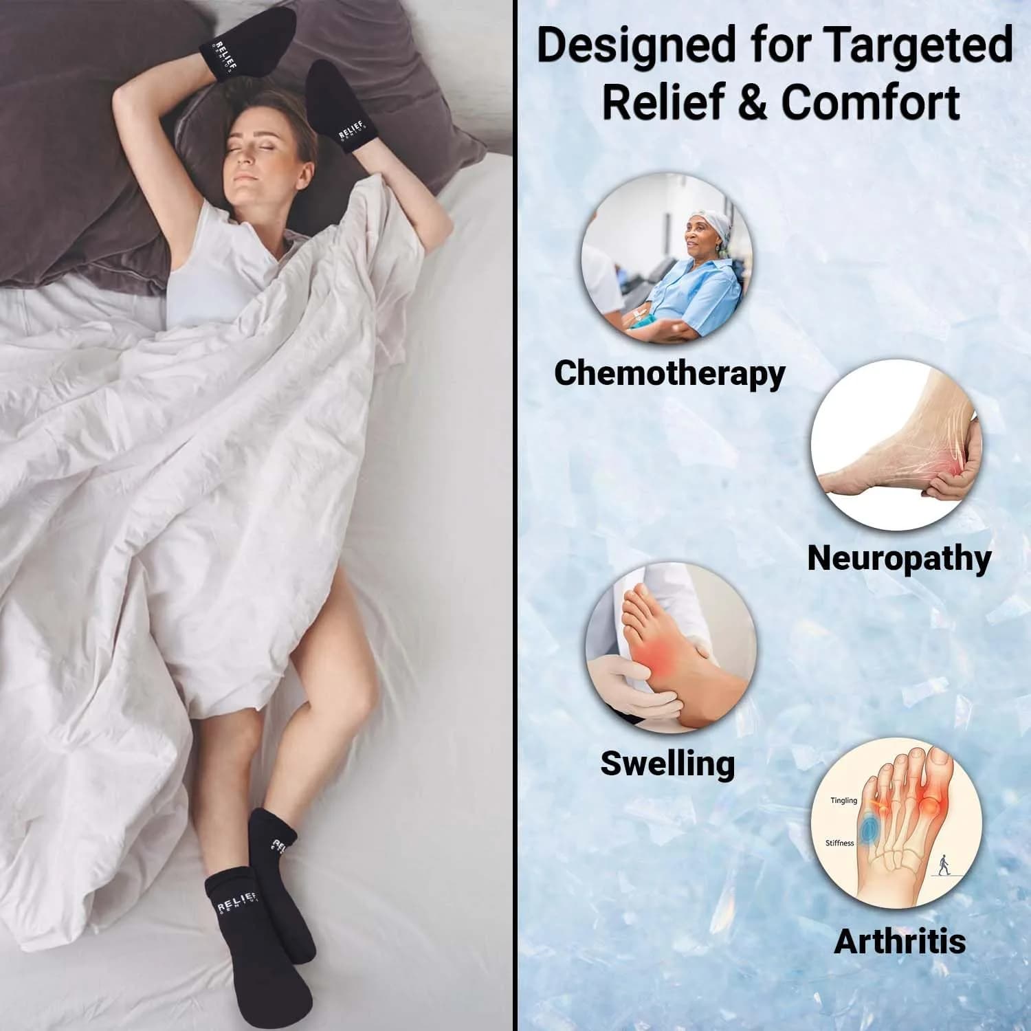 CTR BAND Relief Genius Cold Therapy Socks with Reusable Gel Ice Packs - Large (1 Pair) | Foot Pain & Inflammation Relief - view 2