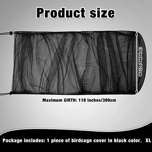 Shappy Black Bird Cage Seed Catcher Net Cover 300cm (118 Inch) | Adjustable Drawstring for Medium & Small Cages thumbnail 2