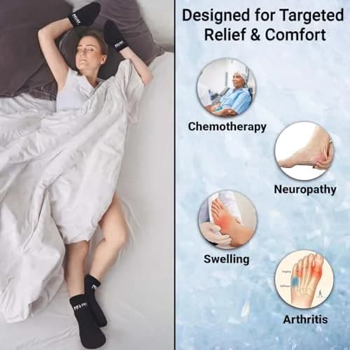 CTR BAND Relief Genius Cold Therapy Socks with Reusable Gel Ice Packs, Small/Medium (Blue) | Full Foot Coverage for Pain Relief thumbnail 2