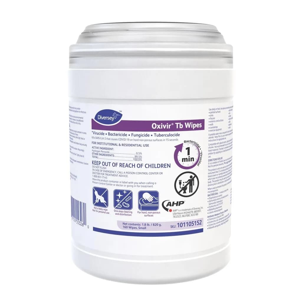 Oxivir Diversey Tb Disinfectant Wipes, Accelerated Hydrogen Peroxide Cleaner, Unscented, 160 Wipes | EPA Registered 70627-60
