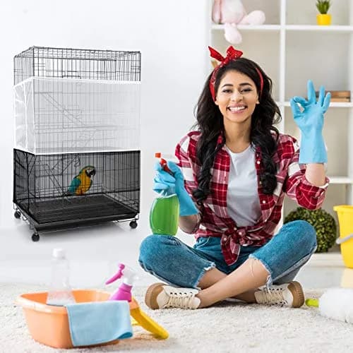 Shappy White Bird Cage Seed Catcher Net 300 x 37 cm (118 x 15 Inch) | Adjustable Airy Mesh for Parrots thumbnail 6