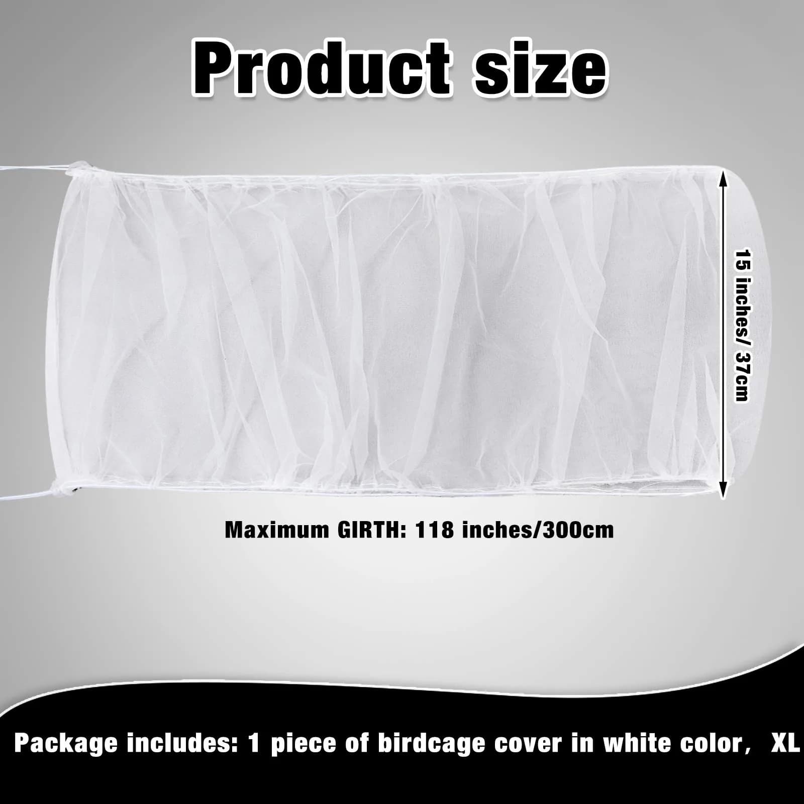 Shappy White Bird Cage Seed Catcher Net 300 x 37 cm (118 x 15 Inch) | Adjustable Airy Mesh for Parrots - view 2