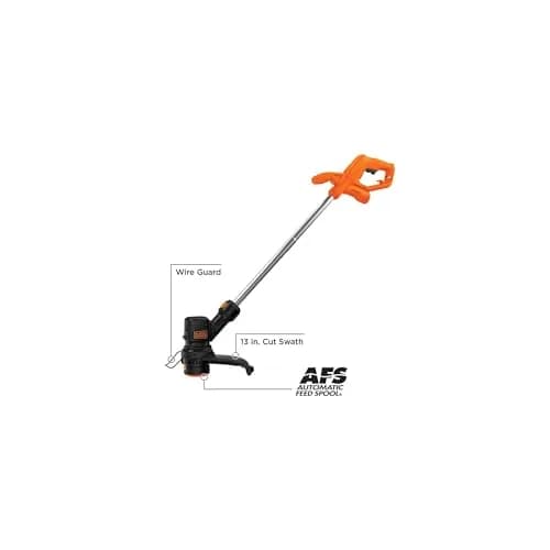 BLACK+DECKER String Trimmer and Weed Wacker, 13-Inch, 4 Amp, Lightweight, Orange & Black thumbnail 2