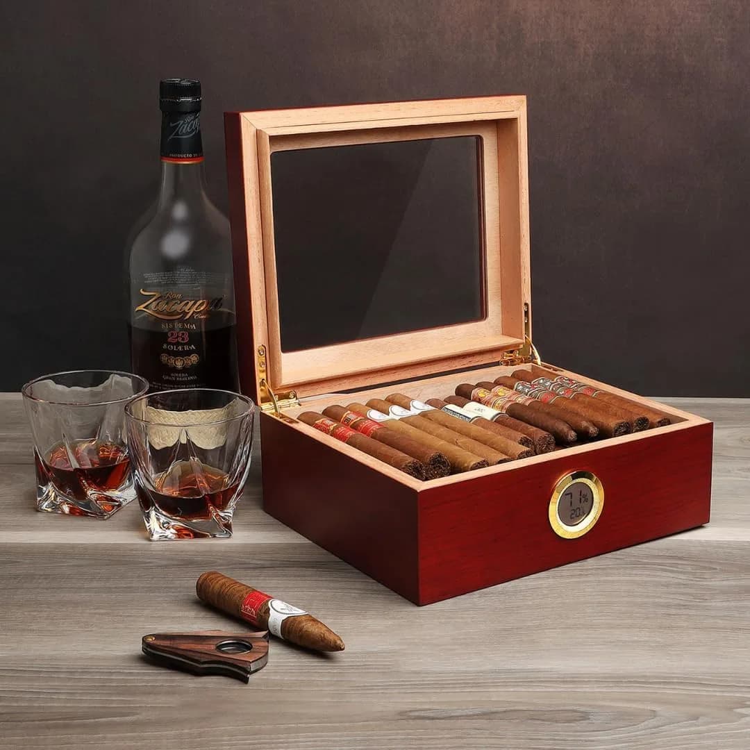 Mantello Cigars Humidor for 25-50 Cigars, 1.77 kg (3.9 lb) | Cedar Lined Cigar Box with Hygrometer & Humidifier - view 4